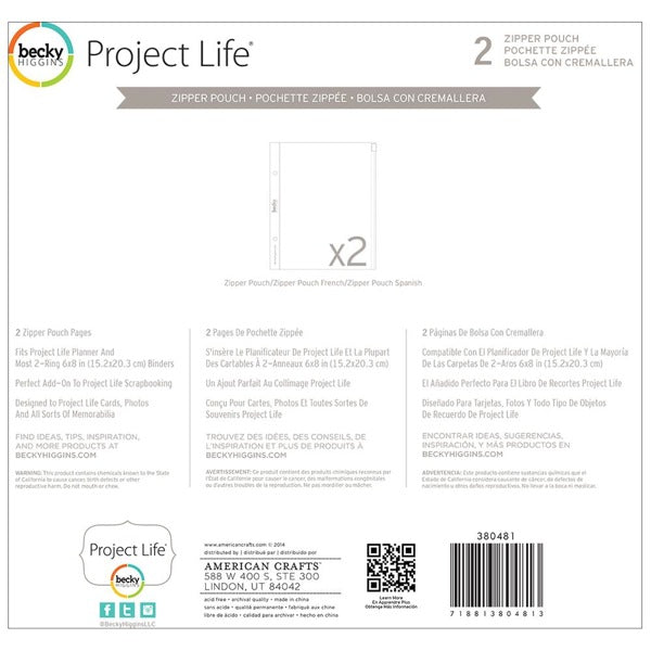 Project Life -  Zipper Pouch Pages