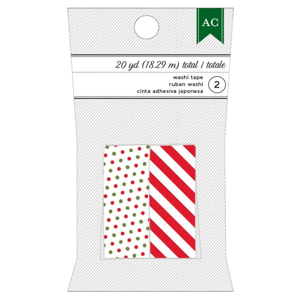 American Crafts Festive Washi Tape - Red & Green Dots and Stripes