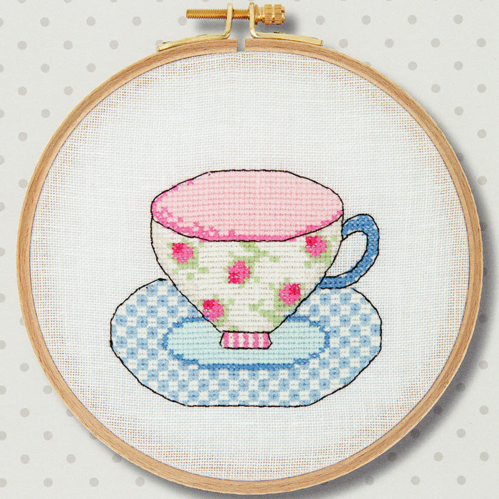 Rose Teacup Cross Stitch Kit