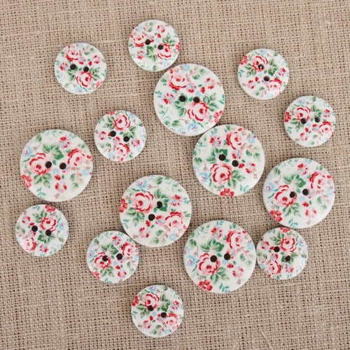Vintage Rose Wooden Buttons
