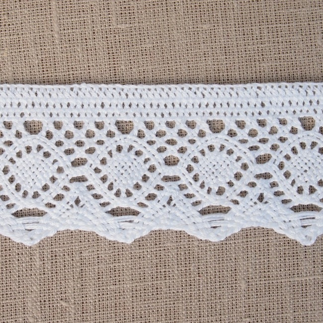 Crochet Lace Trim - 55mm - White