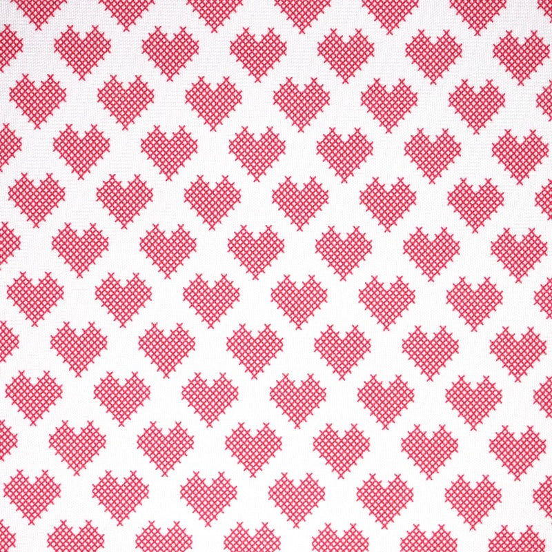 Cross Stitch Heart Adhesive Fabric Paper