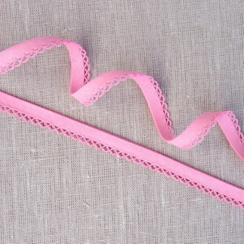 Pink Lace Edge Bias Binding -18mm