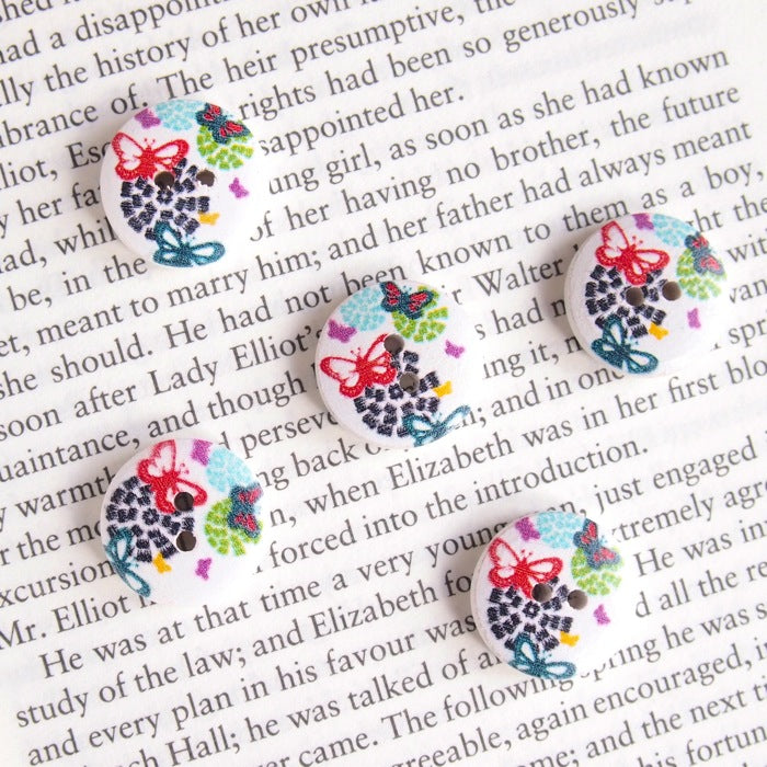 Printed Round Buttons - Butterfly