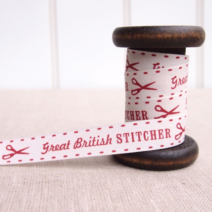Great British Stitcher Ribbon - 15mm - Red