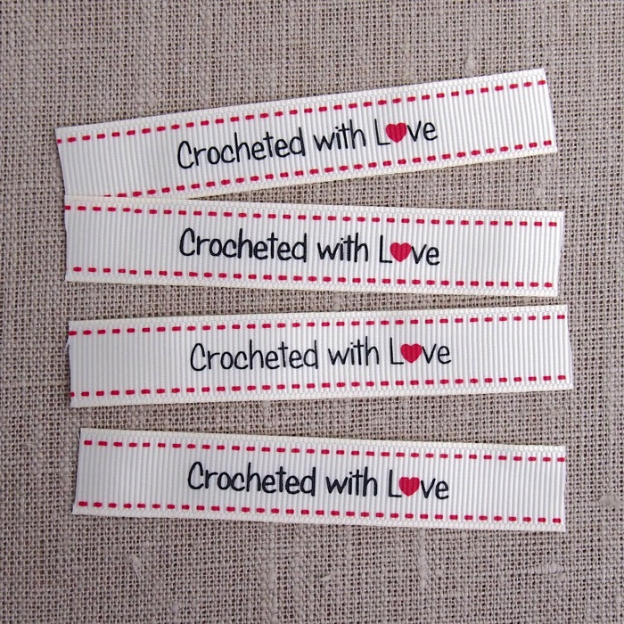 Crocheted with Love Grosgrain Labels - 16mm