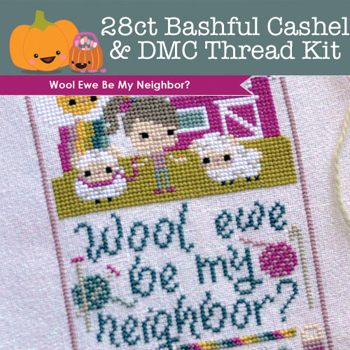 KIT - Wool Ewe Be My Neighbor - 28ct Cashel Bashful & DMC Threads
