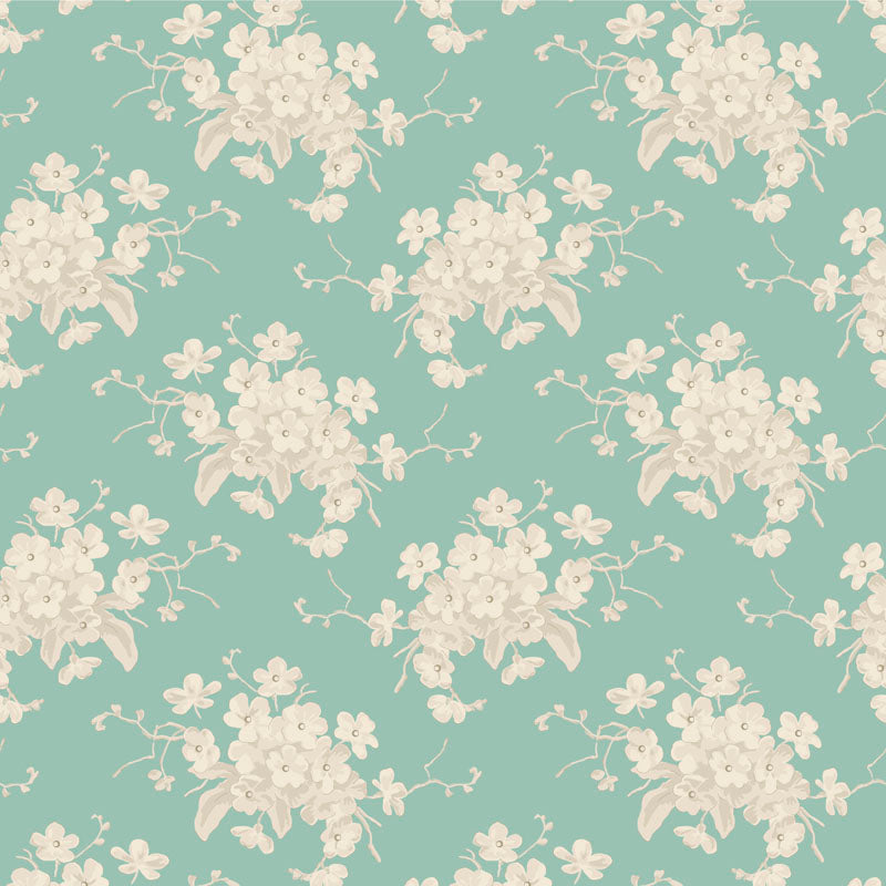 Tilda Sunday Brunch - White Flower Teal