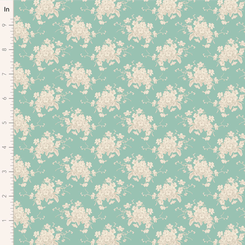 Tilda Sunday Brunch - White Flower Teal