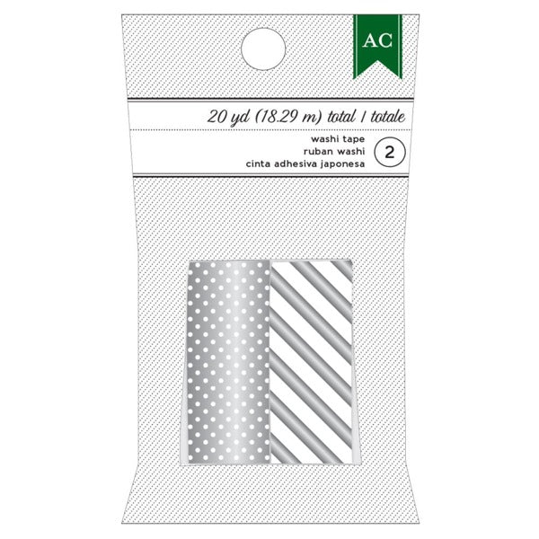 American Crafts Festive Washi Tape - Silver Dots and Stripes