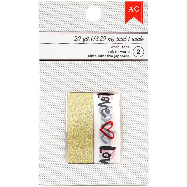 American Crafts Washi Tapes - Love & Gold Glitter