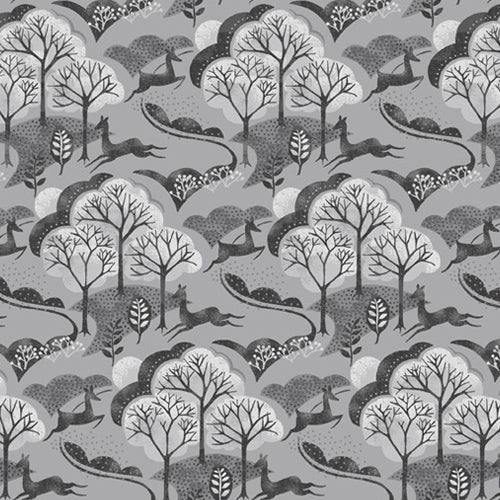 Into The Woods - Makower - Trees Grey