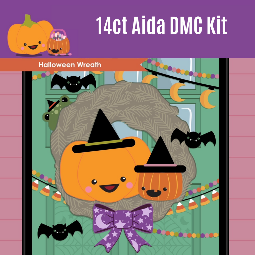 KIT - Halloween Wreath - 14ct Aida & Threads