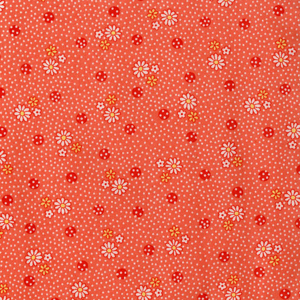 Lecien Old New 30's - Coral Daisy Dots