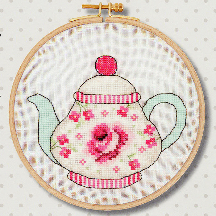 Rose Teapot Cross Stitch Kit