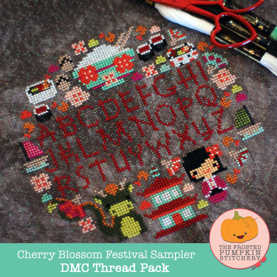 Frosted Pumpkin Stitchery - Cherry Blossom Festival Sampler DMC Thread Pack
