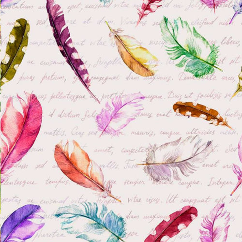 Feathers & Letters - Indigo Fabrics