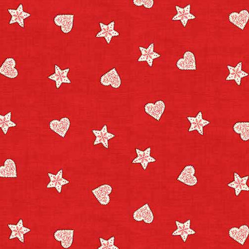 Scandi - Makower - Stars & Hearts Red