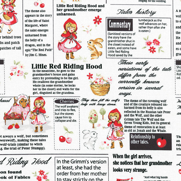 Lecien - Little Heroines - Newsprint Red - White