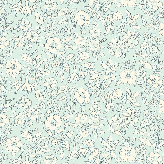 Liberty - The Cottage Garden - Morning Dew - Light Blue