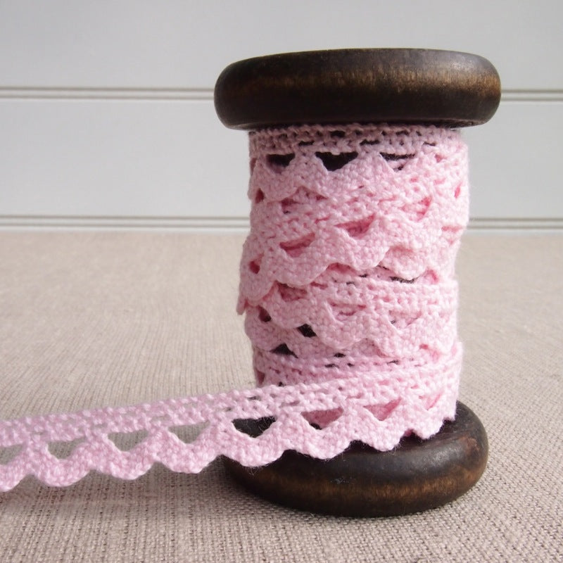 Rose Pink Scalloped Crochet Lace Trim
