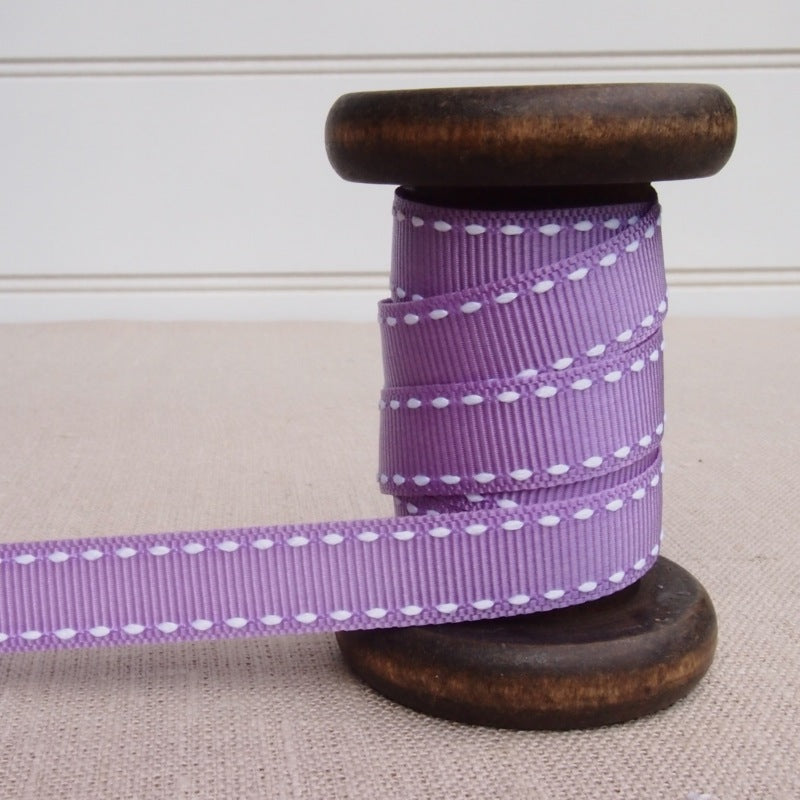 Lavender Saddle Stitch Grosgrain Ribbon - 13mm