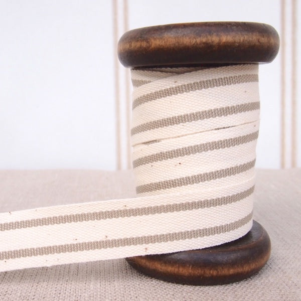 May Arts Organic Cotton Stripe Ribbon - 15mm