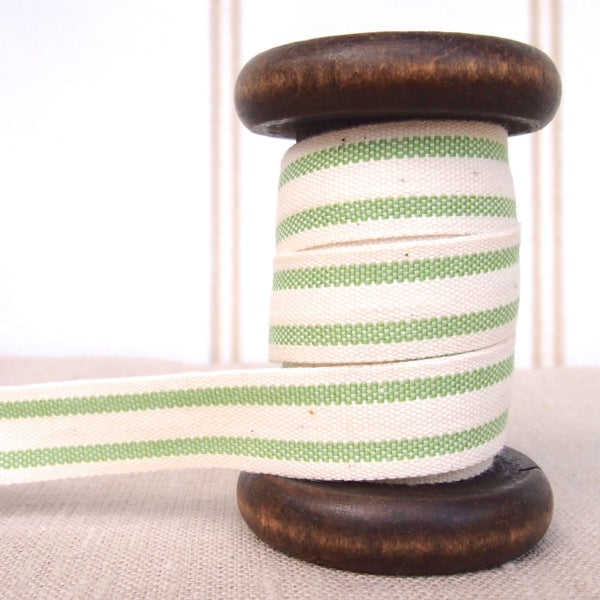 May Arts Organic Cotton Stripe Ribbon - 15mm
