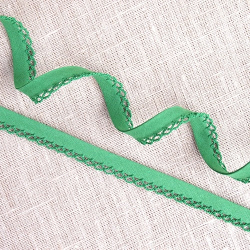 Green Lace Edge Bias Binding -18mm