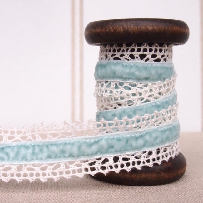 Blue Velvet Crochet Lace Trim