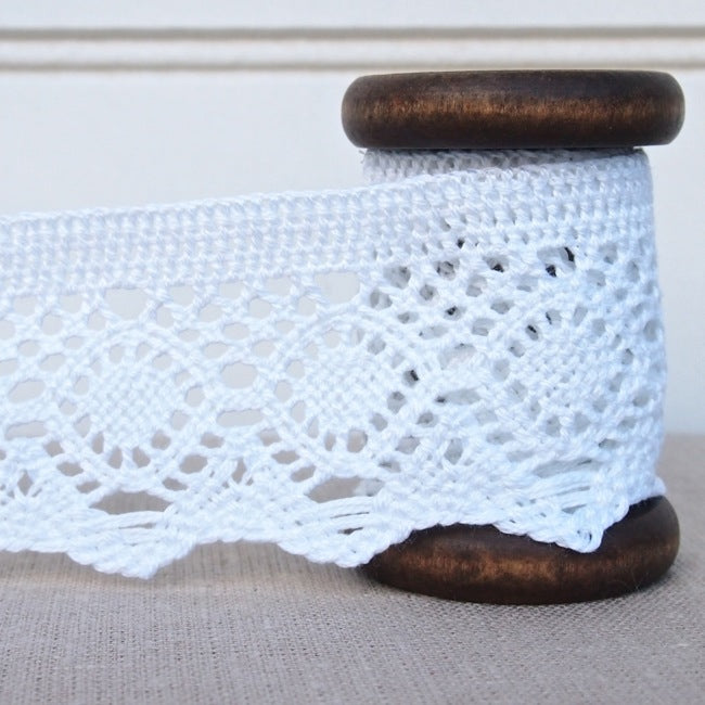 Crochet Lace Trim - 55mm - White