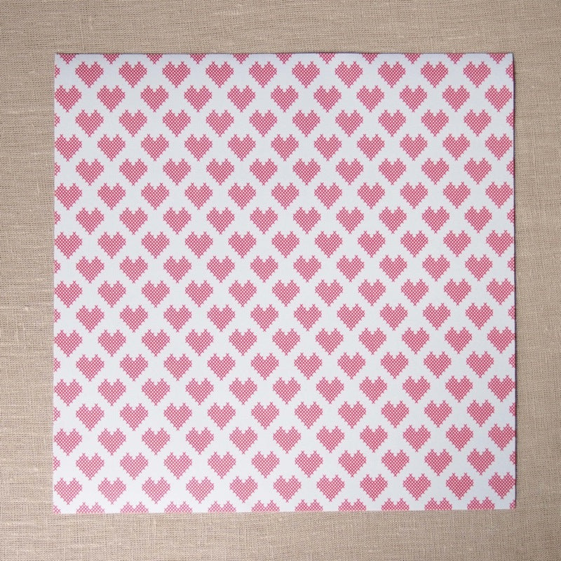 Cross Stitch Heart Adhesive Fabric Paper