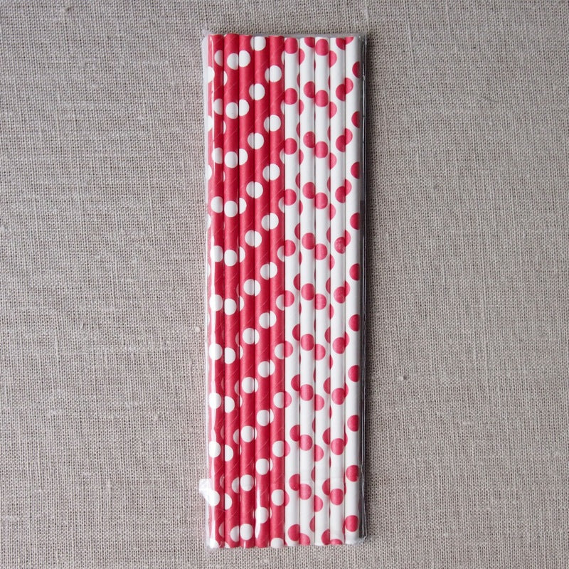 Red Polka Dot Paper Straws