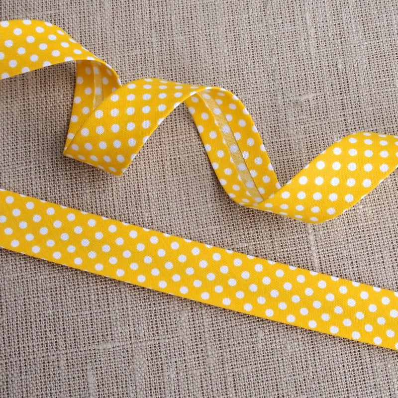Yellow Polka Dot Bias Binding -18mm