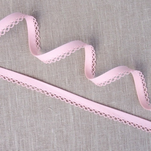 Peachy Pink Lace Edge Bias Binding -18mm