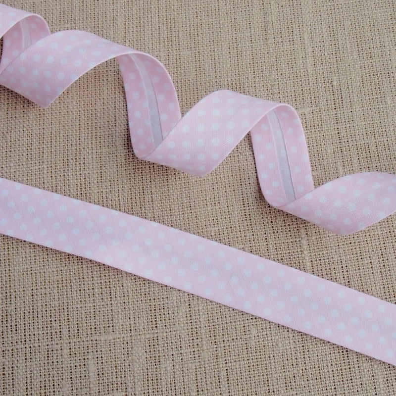 Light Pink Polka Dot Bias Binding -18mm