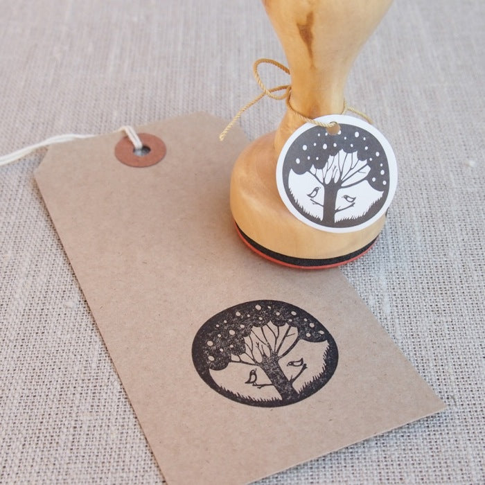 Birdie Tree Round Stamp