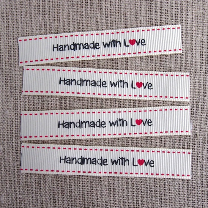 Handmade with Love Grosgrain Labels - 16mm