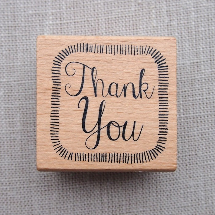 Thank You Square Wooden Stamp (Border)