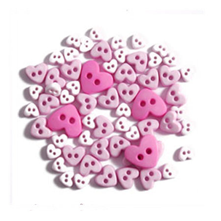 Mini Heart Buttons Pink