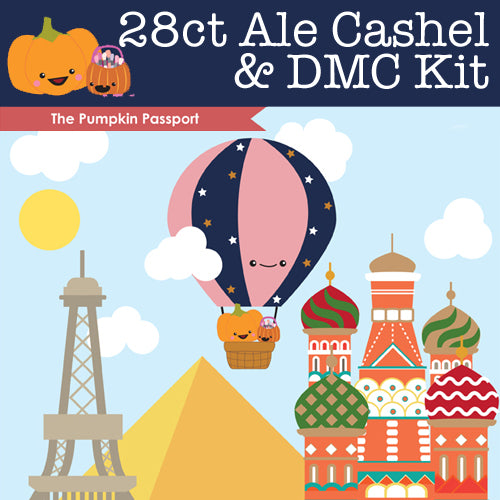 KIT - The Pumpkin Passport- 28ct Cashel Ale & DMC Threads