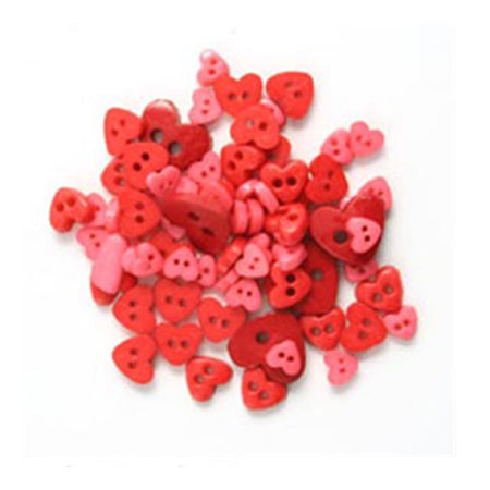 Mini Heart Buttons Red