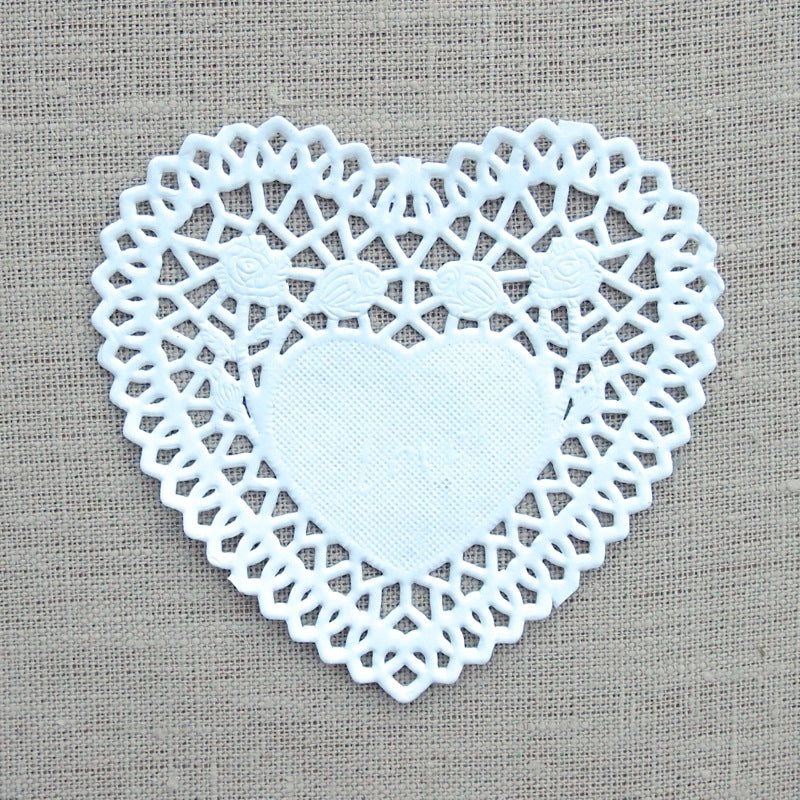 Small White Heart Doilies